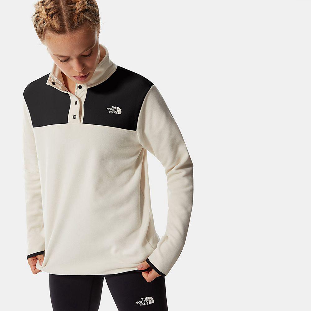 The North Face Tka Glacier Snap-Neck Γυναικεια Πουλόβερ Fleece - Ασπρα / Μαυρα (THFC86905)